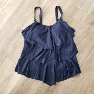 NWT Cadocado Navy Tiered Tankini Swim Top Size 14
